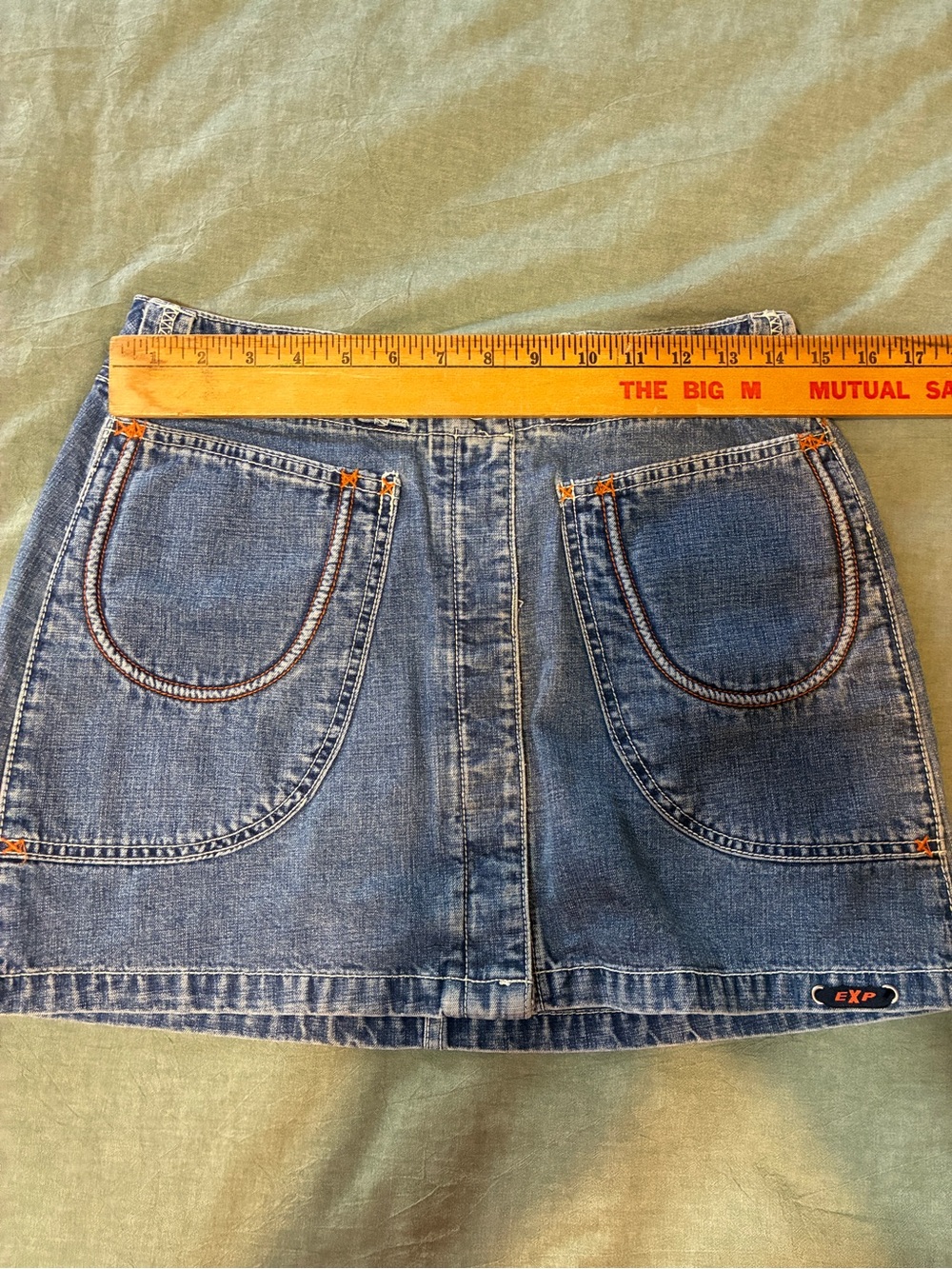 Vintage Express Bleus Button Fly Zip Pocket Denim Skirt Size 9/10 - Picture 11 of 13